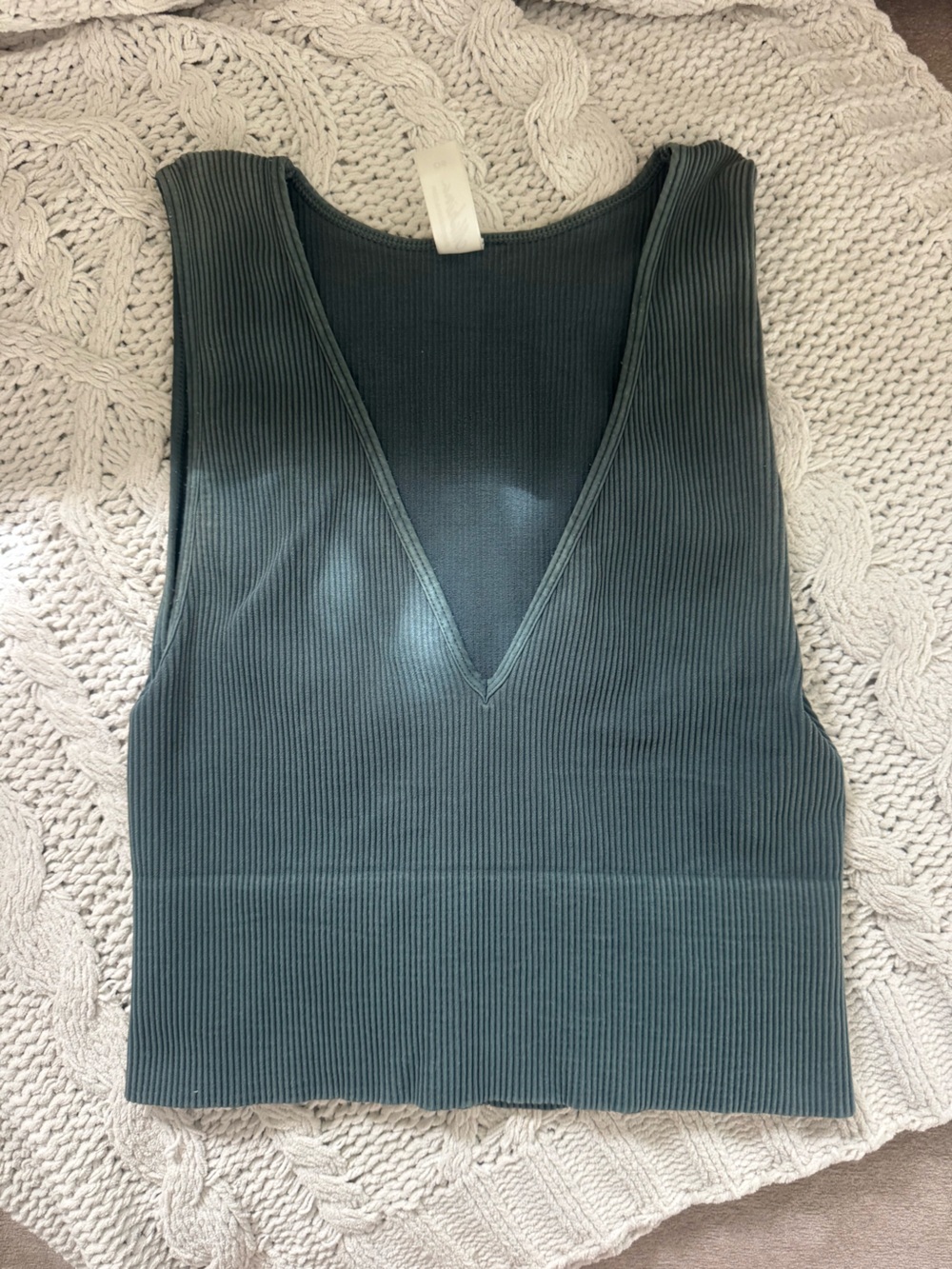 mahina Ribbed Deep V Crop Tank